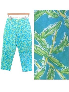 Lilly Pulitzer White Label Bamboo Print Capri Pants Size 6